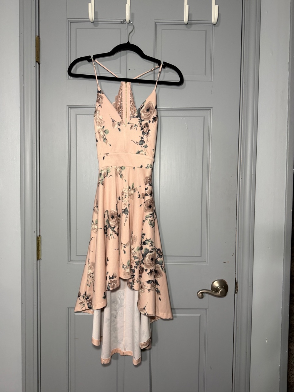 Windsor Blush Floral High-Low Spaghetti Strap Dress